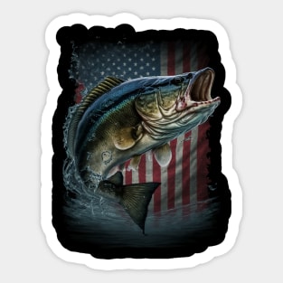 Fishing Camouflage US American Flag Bass Fish Fisherman Camo Sticker